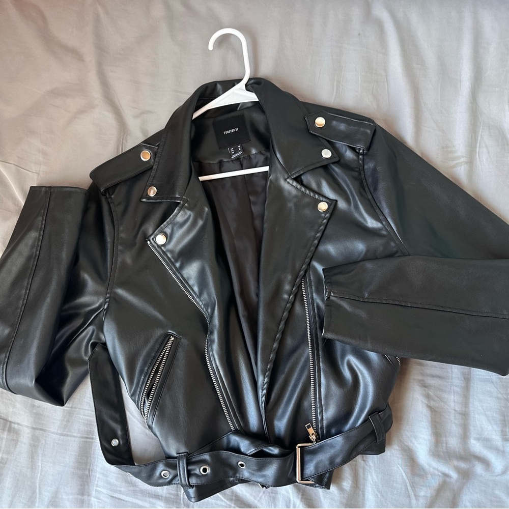 Forever 21 Black Faux Leather Biker Jacket